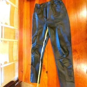 Black Genuine Leather Jeans, Size 8